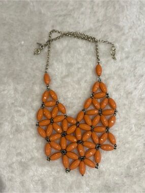 J. Crew Factory Orange Cluster Statement Necklace